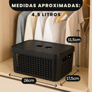 Kit 5 Caixas Organizadoras com Tampa Cesto Grande de Plástico 2 Litros 4,5 Litros 17 Litros