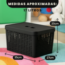 Kit 5 Caixas Organizadoras com Tampa Cesto Grande de Plástico 2 Litros 4,5 Litros 17 Litros