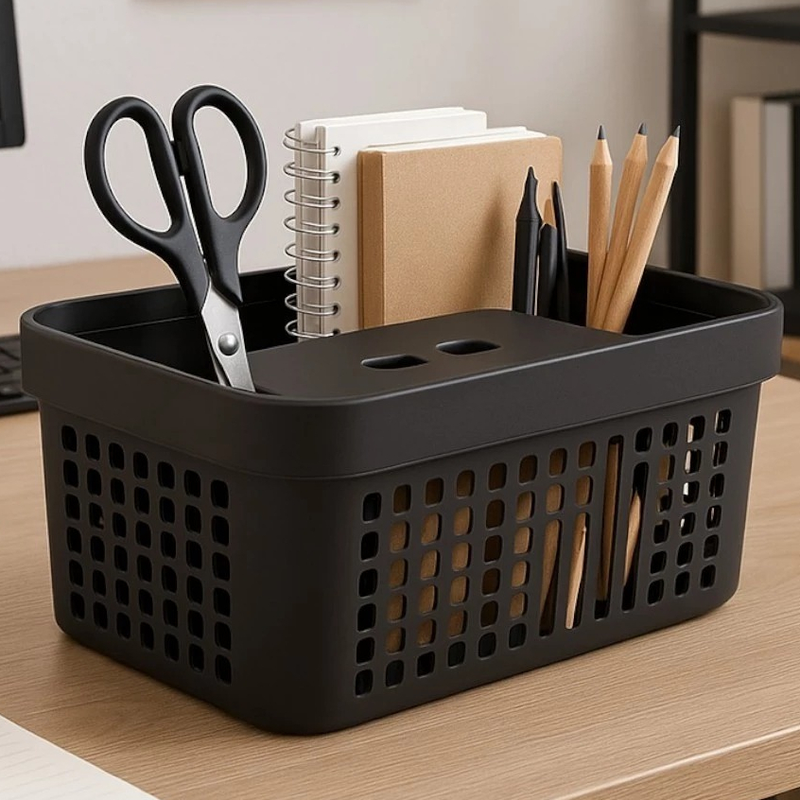 Kit 5 Caixas Organizadoras com Tampa Cesto Grande de Plástico 2 Litros 4,5 Litros 17 Litros