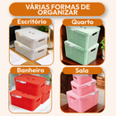 Kit 5 Caixas Organizadoras com Tampa Cesto Grande de Plástico 2 Litros 4,5 Litros 17 Litros