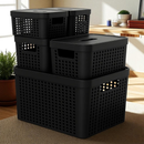 Kit 5 Caixas Organizadoras com Tampa Cesto Grande de Plástico