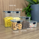 Kit Conjunto de Potes Herméticos em Acrílico Cristal com Trava • Empilháveis • Diversos Tamanhos e Modelos • Vedação Pró
