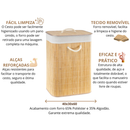 Cesto de Roupa Bambu Retangular Redondo Com Tampa Cesto Organizador Roupa Suja Alças Banheiro Bege